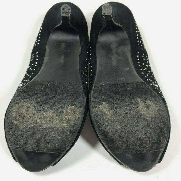 Bongo Fame sz 6 stiletto metallic studs black sued - Picture 7 of 12